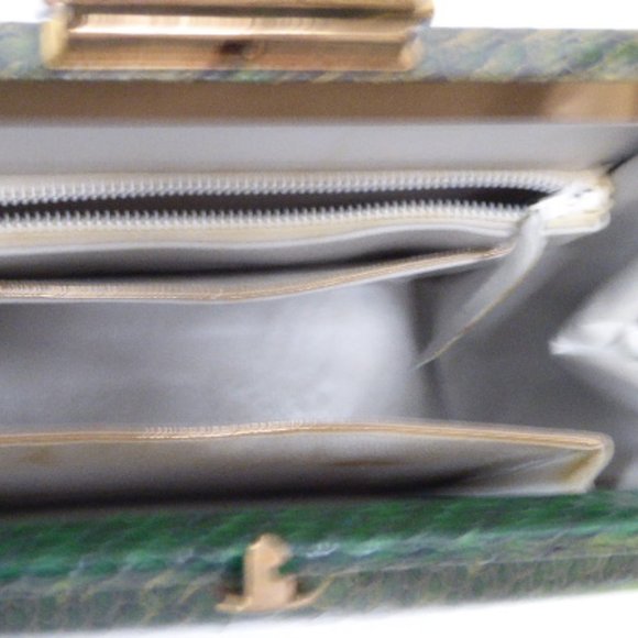VINTAGE GREEN SNAKESKIN frame HANDBAG PURSE - Picture 6 of 10